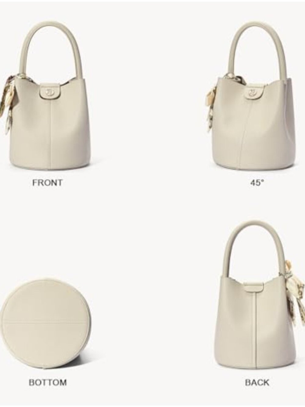 Small Bucket Crossbody Bag with Silk Scarf Adjustable Strap Foldable - Picture 5 of 6